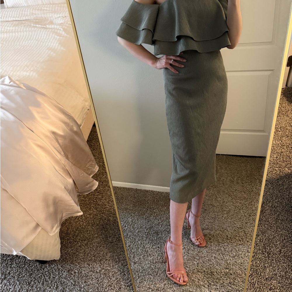 Keepsake the label serenity strapless dress in olive green
